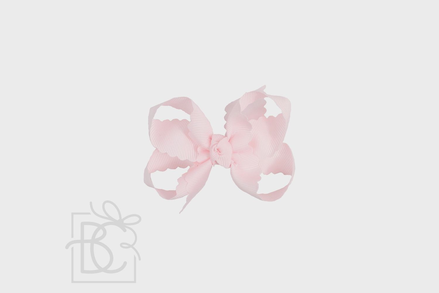 POWDER PINK SCALLOPED EDGE BOW- 3.5&quot;