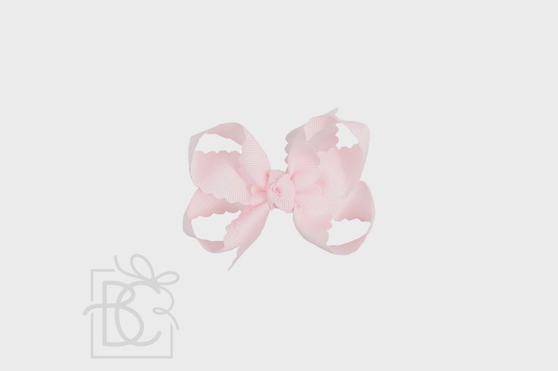 POWDER PINK SCALLOPED EDGE BOW- 3.5&quot;