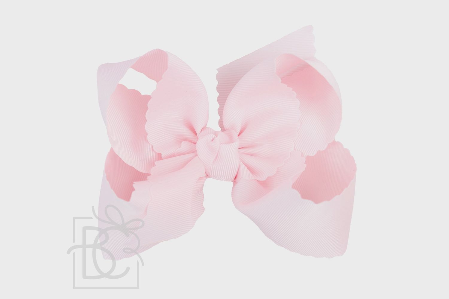 POWDER PINK SCALLOPED EDGE BOW- 5.5&quot;
