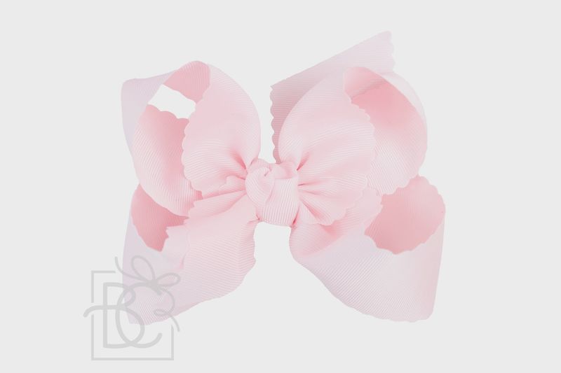 POWDER PINK SCALLOPED EDGE BOW- 5.5&quot;
