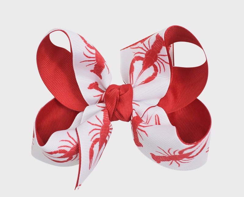 CRAWFISH &amp; NEWSPAPER BOW- 4.5&quot;