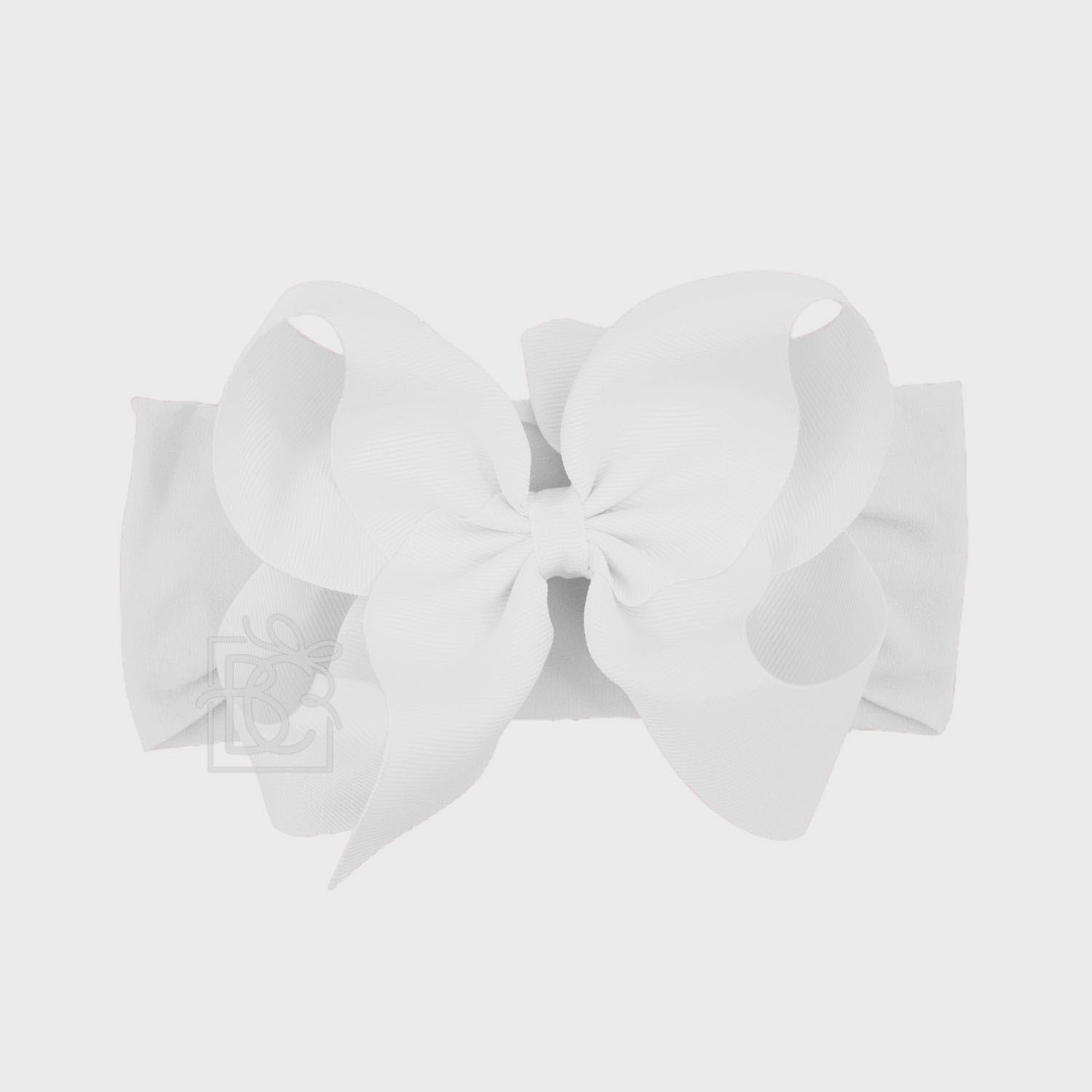 WHITE HEADBAND BOW- 5.5&quot;
