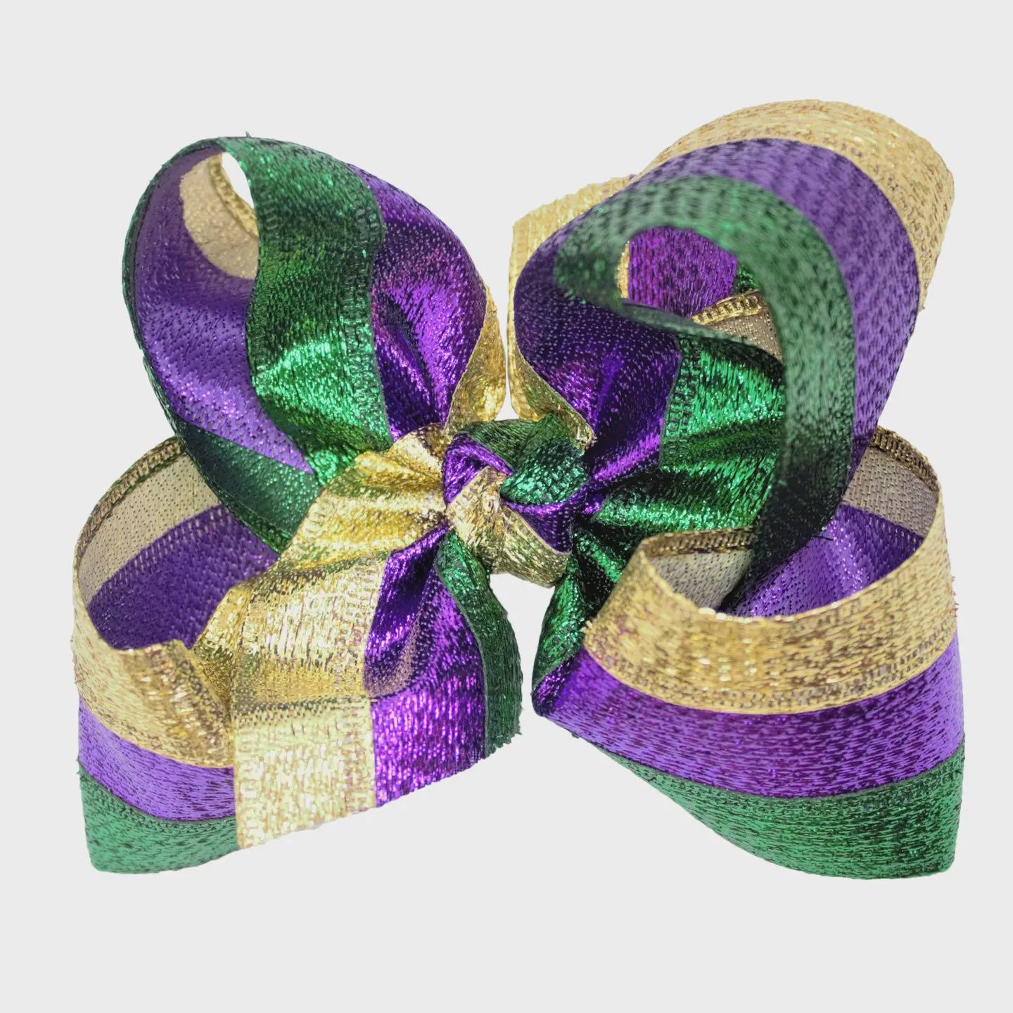 MARDI GRAS GLITTER METALLIC BOW