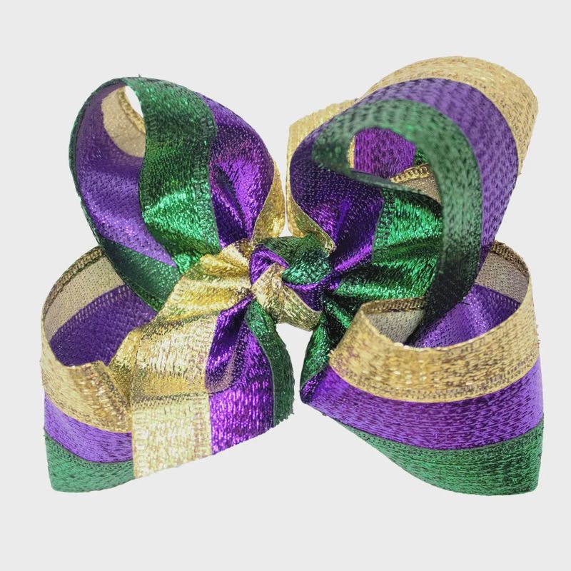 MARDI GRAS GLITTER METALLIC BOW