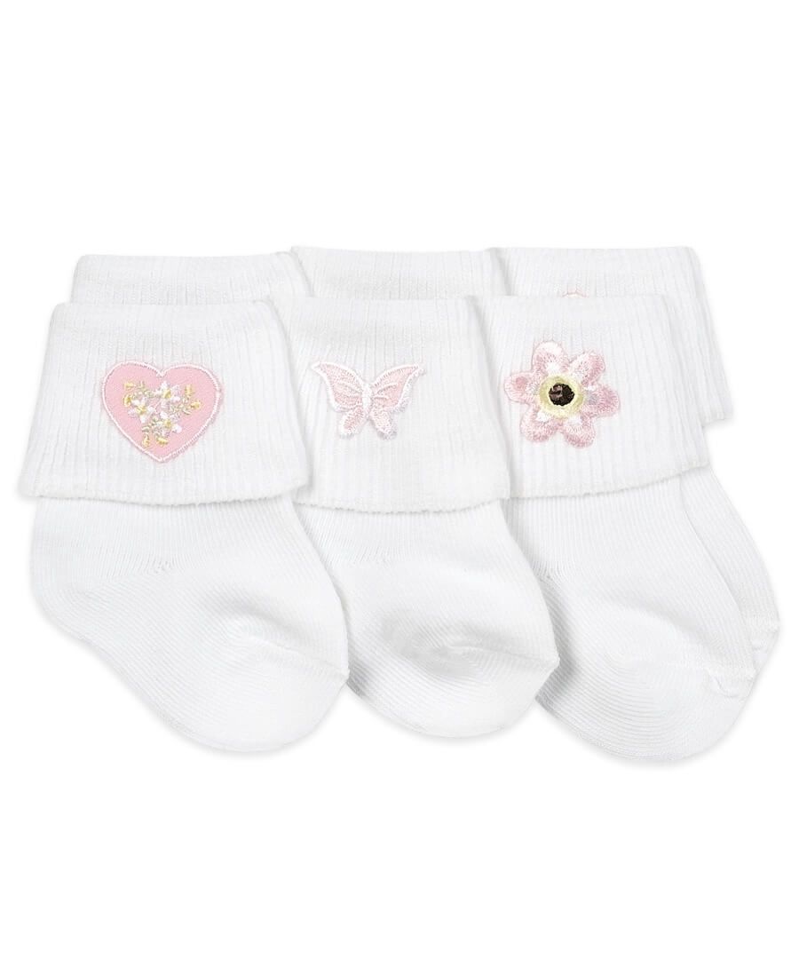 BABY GIRL APPLIQUE TURN CUFF SOCKS