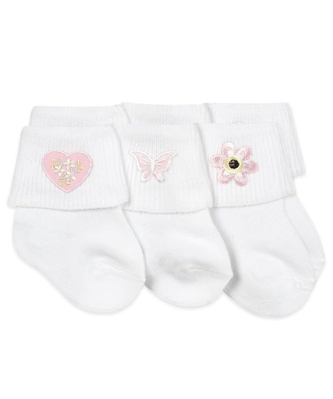 BABY GIRL APPLIQUE TURN CUFF SOCKS