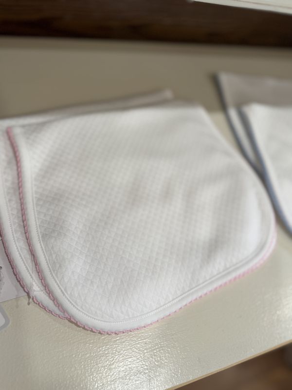 MILANO PINK TRIM BURP CLOTH