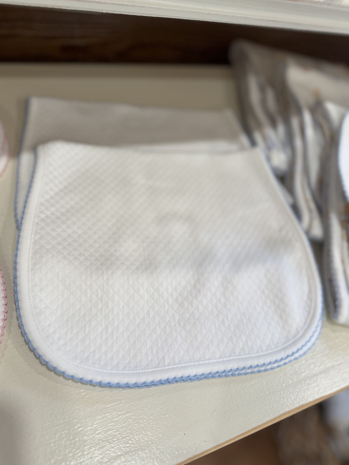 MILANO BLUE TRIM BURP CLOTH