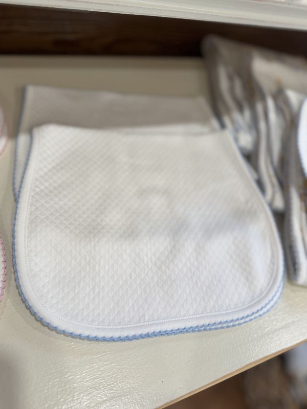 MILANO BLUE TRIM BURP CLOTH