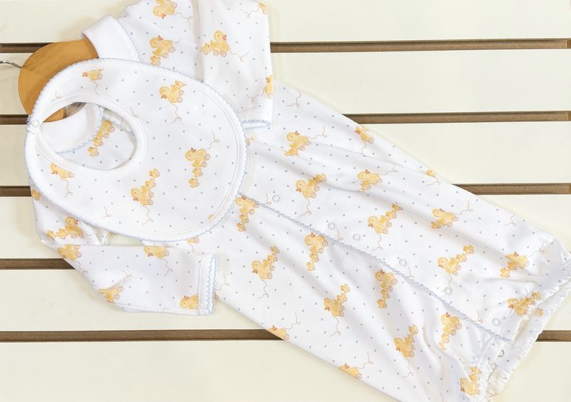 BLUE DUCKS PRINT CONVERTER GOWN &amp; BIB