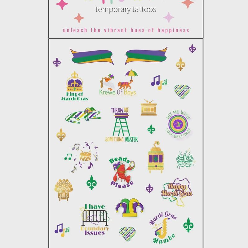 MARDI GRAS KREWE OF BOYS TEMPORARY TATTOOS