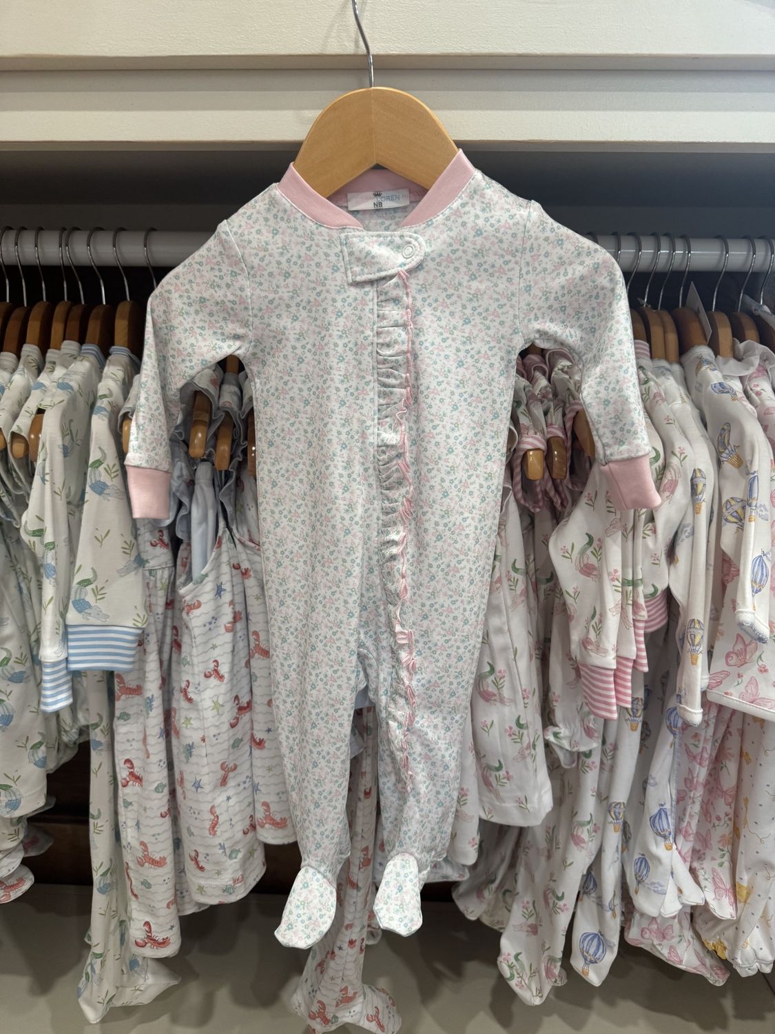 MINI FLORAL PIMA ZIPPER FOOTIE