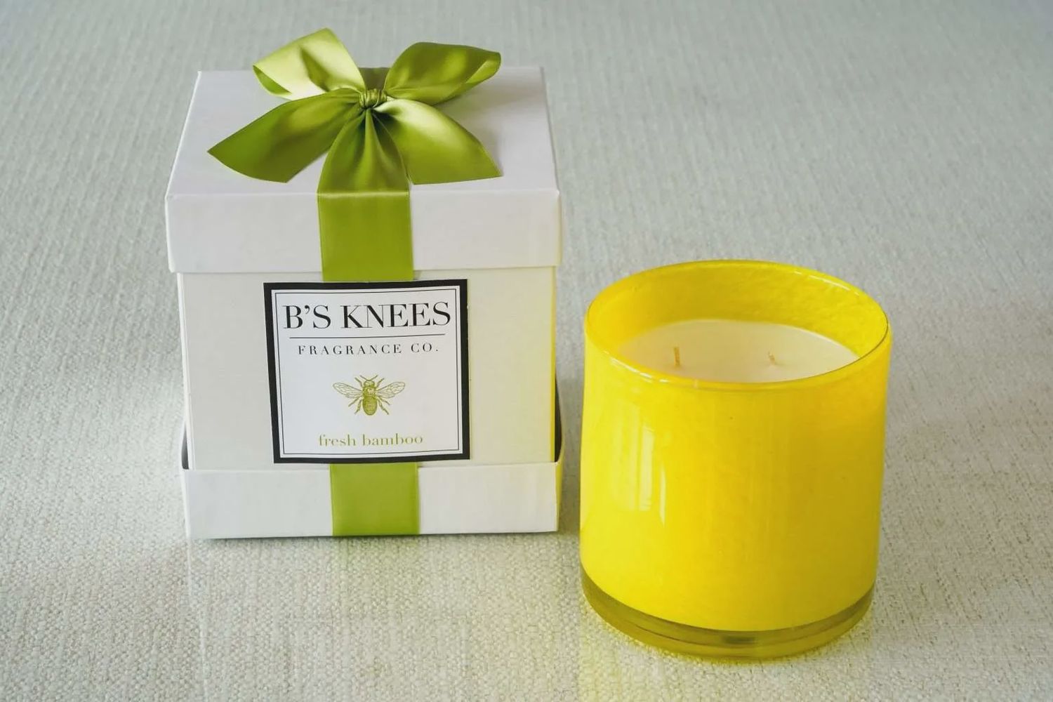 FRESH BAMBOO 3-WICK YELLOW GLASS CANDLE