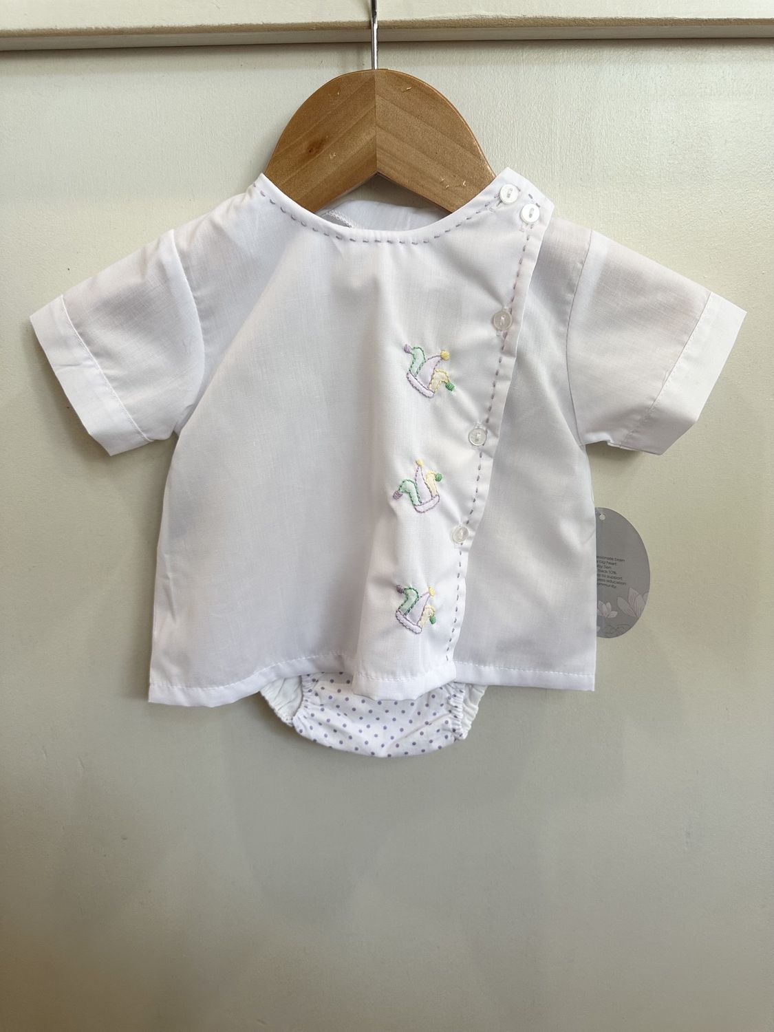 WHITE MARDI GRAS RILEY BOY DIAPER SET
