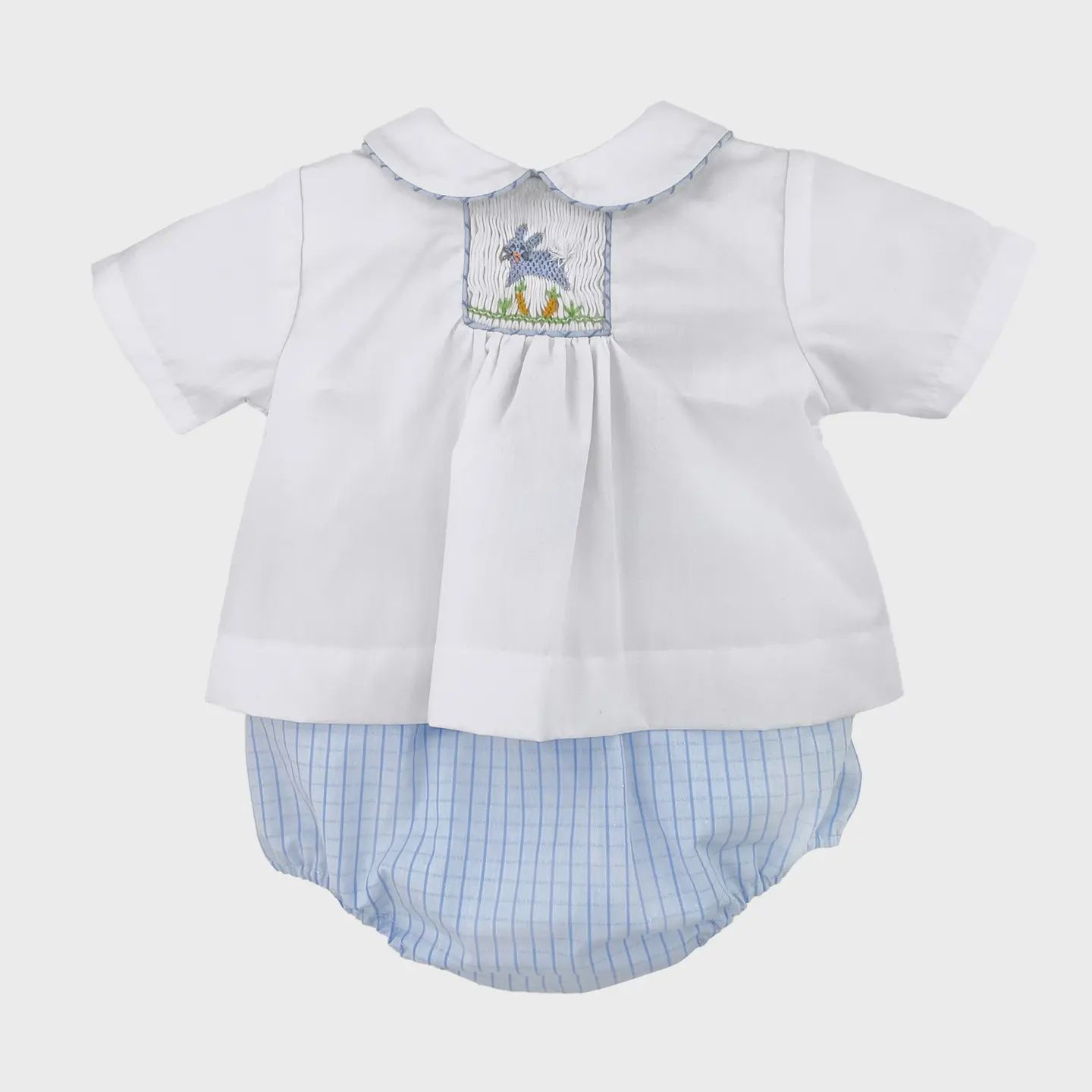 SMOCKED BLUE EASTER BUNNY DIAPER SET