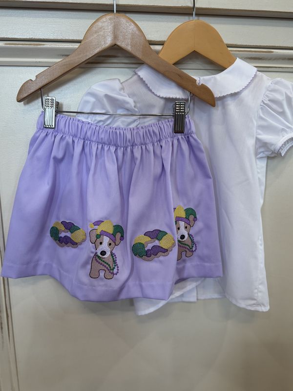 MARDI GRAS LAVENDER PUPPY &amp; CAKE SKIRT