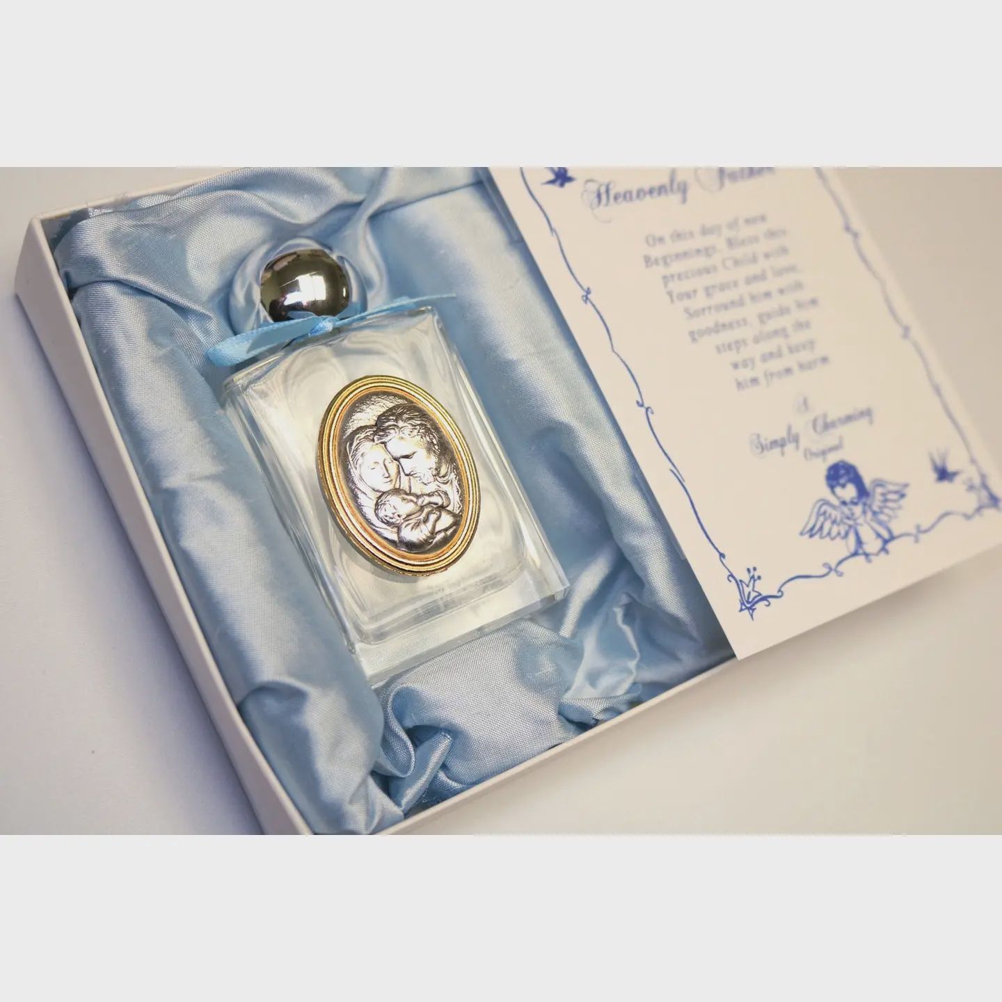 BAPTISM HOLY WATER BOTTLE- BLUE BOW