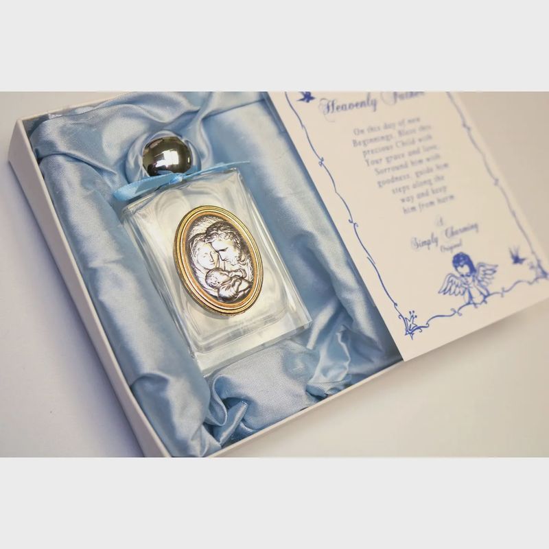 BAPTISM HOLY WATER BOTTLE- BLUE BOW