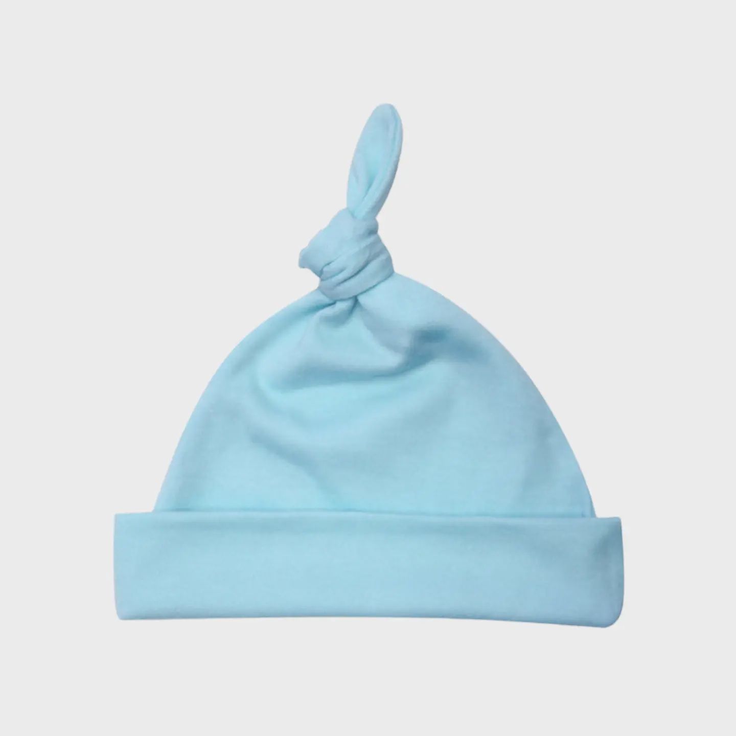 KNOTTED BEANIE HAT BLANK 0-6M- BLUE