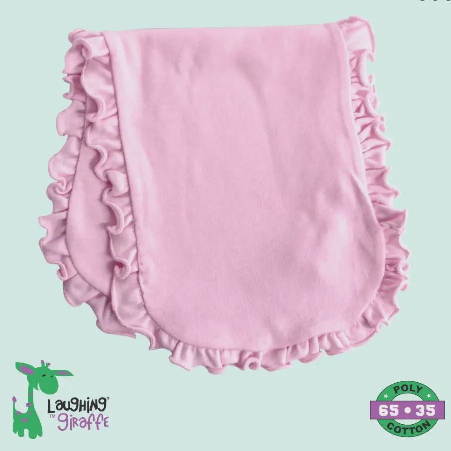 RUFFLE TRIM BURP CLOTH BLANK- PINK