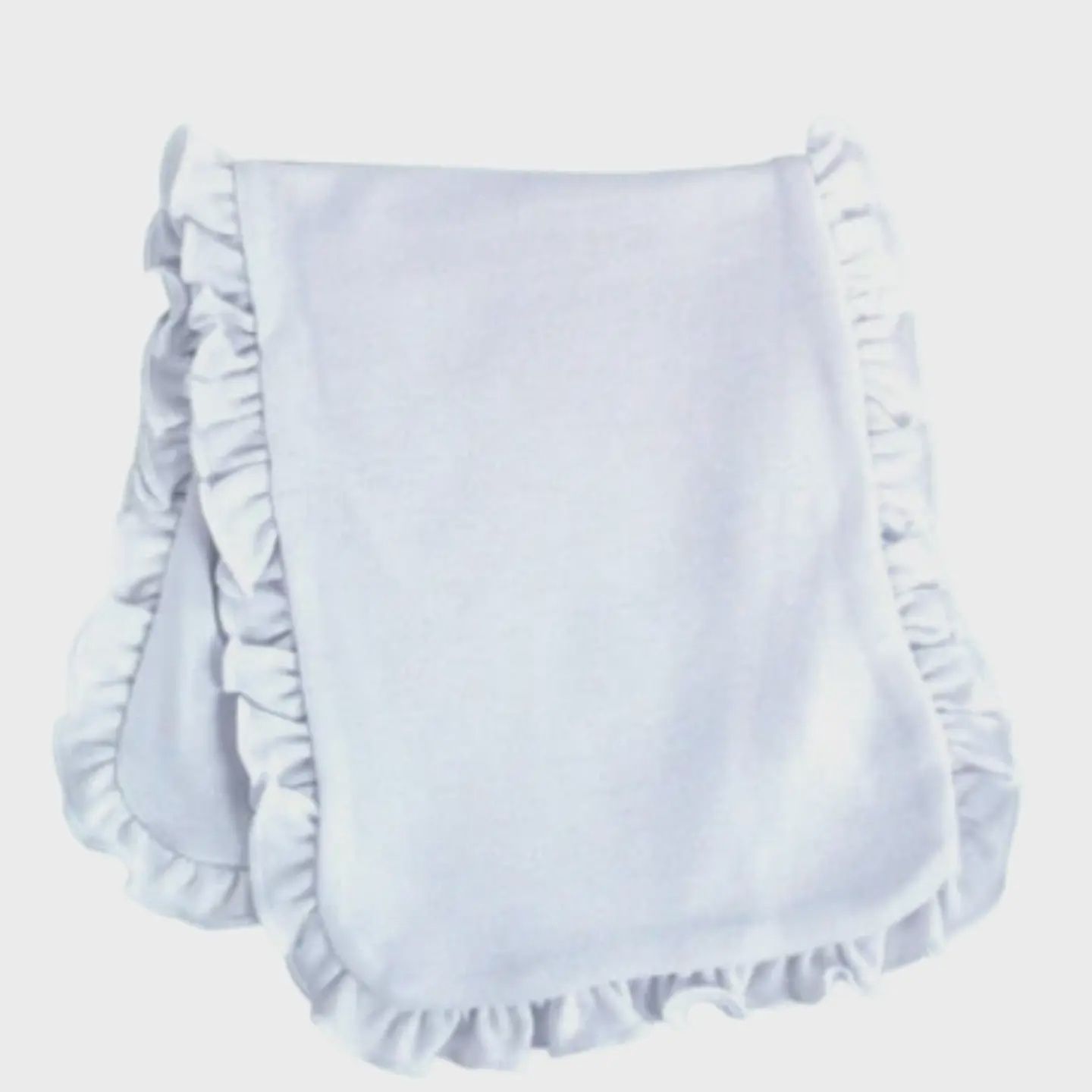 RUFFLE TRIM BURP CLOTH BLANK- WHITE