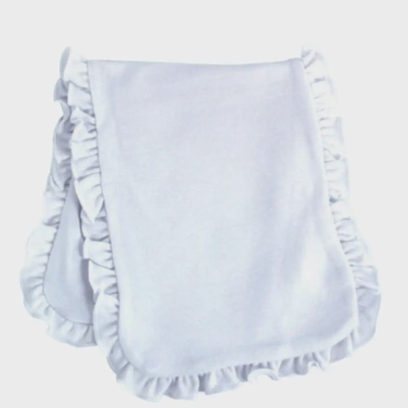 RUFFLE TRIM BURP CLOTH BLANK- WHITE