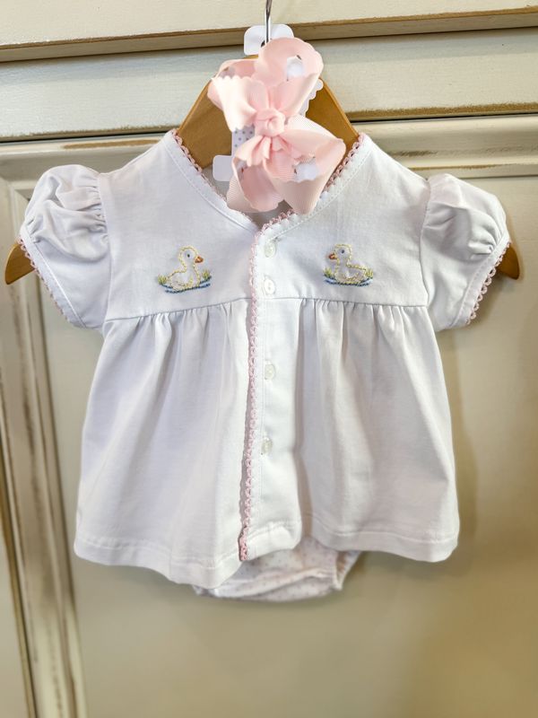 WHITE BRENNAN GIRL DIAPER SET- DUCKIES
