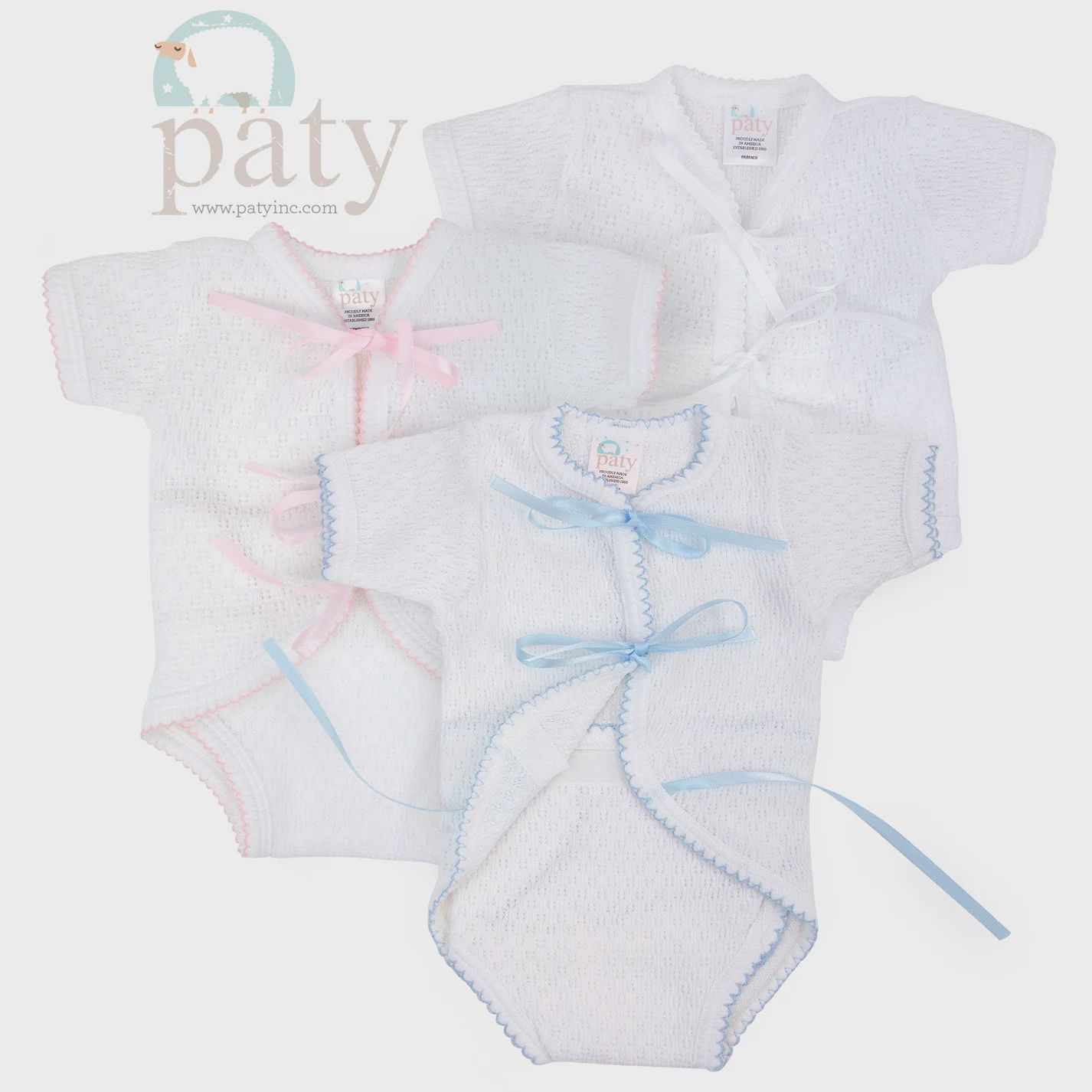 FOLD OVER CREEPER W/ RIBBON TIES- PINK
