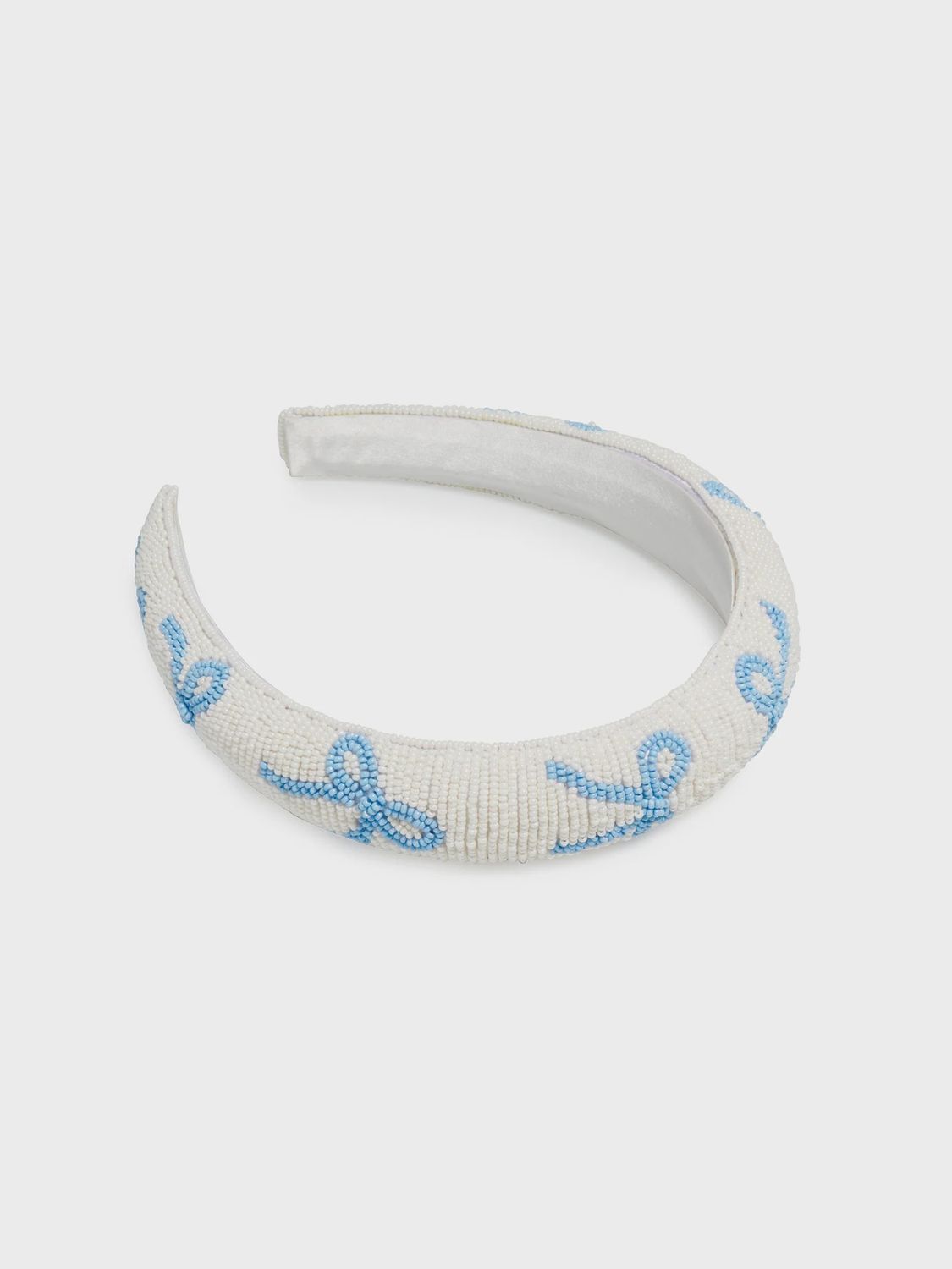 BLUE BEADED BOWS HEADBAND