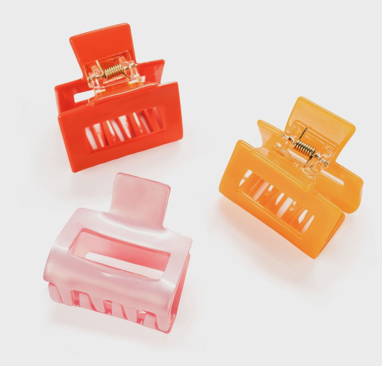 PETITE HAIR CLAW TRIO- PINK &amp; ORANGE
