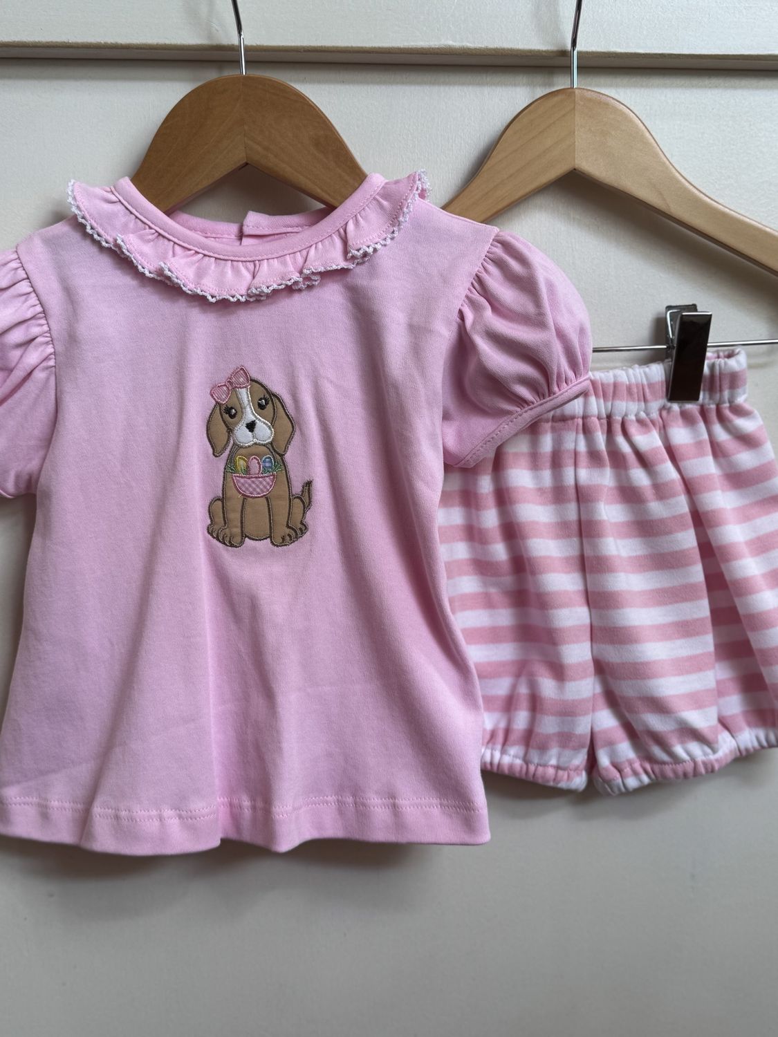 MADISON GIRL PINK EASTER DOG BLOOMER SET