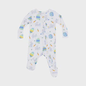 BLUE EASTER BUNNIES 2-WAY ZIPPER FOOTIE