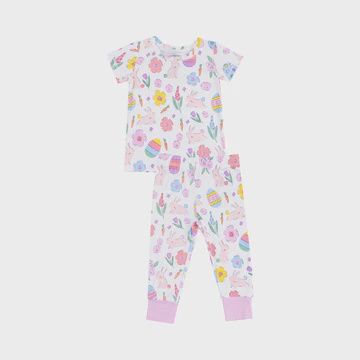 PINK EASTER BUNNIES SHORT SLEEVE LOUNGEWEAR SET