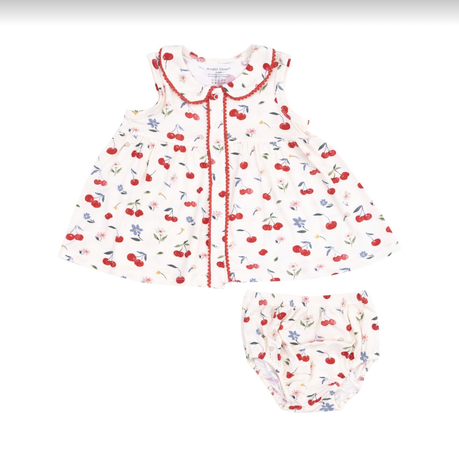 WATERCOLOR CHERRIES + GINGHAM PETER PAN COLLAR SET