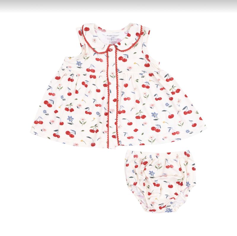 WATERCOLOR CHERRIES + GINGHAM PETER PAN COLLAR SET