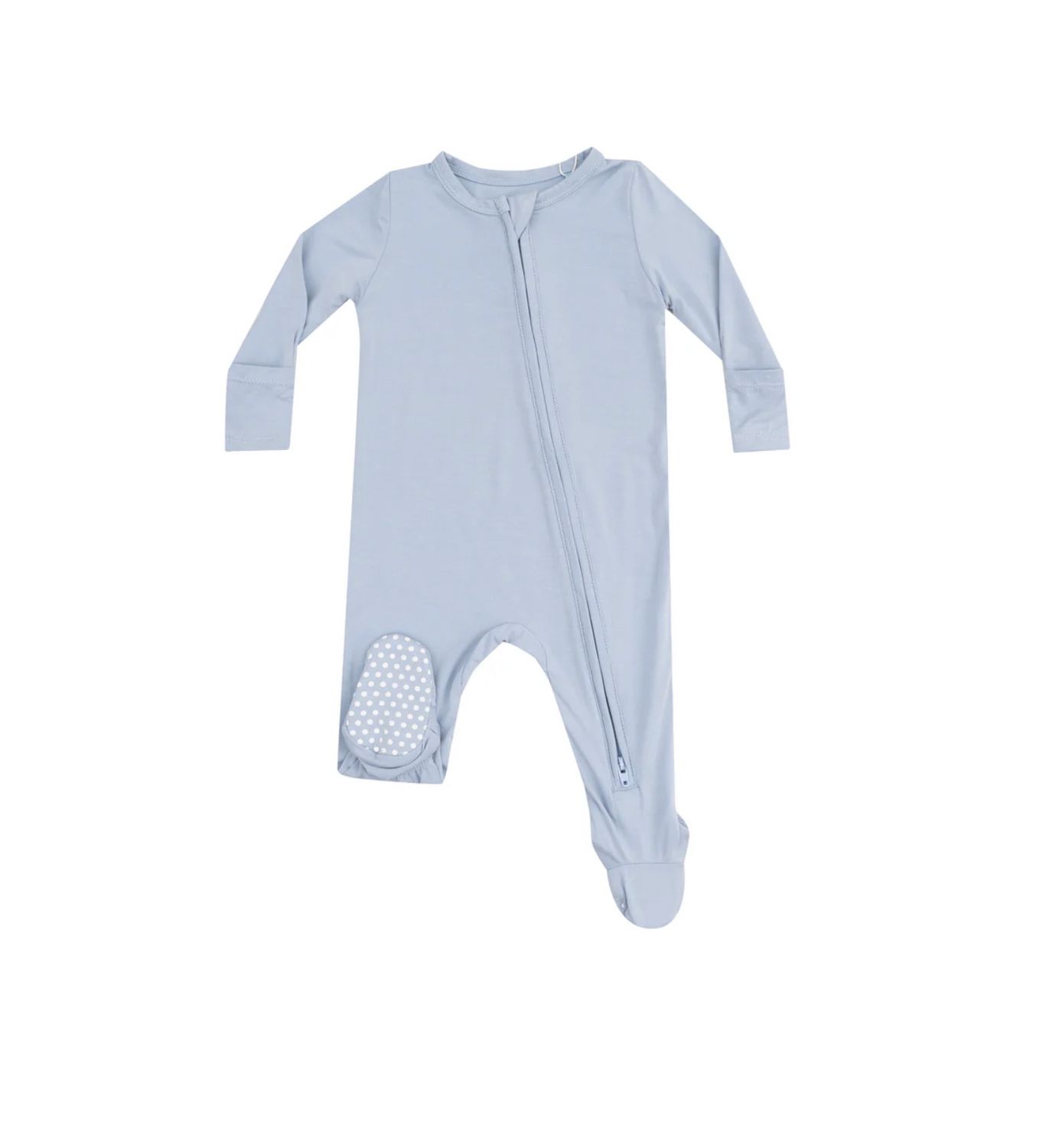 SOLID BLUE FOG 2-WAY ZIPPER FOOTIE