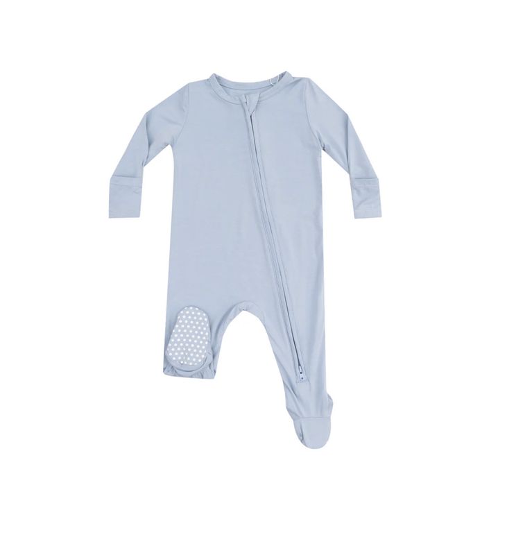 SOLID BLUE FOG 2-WAY ZIPPER FOOTIE