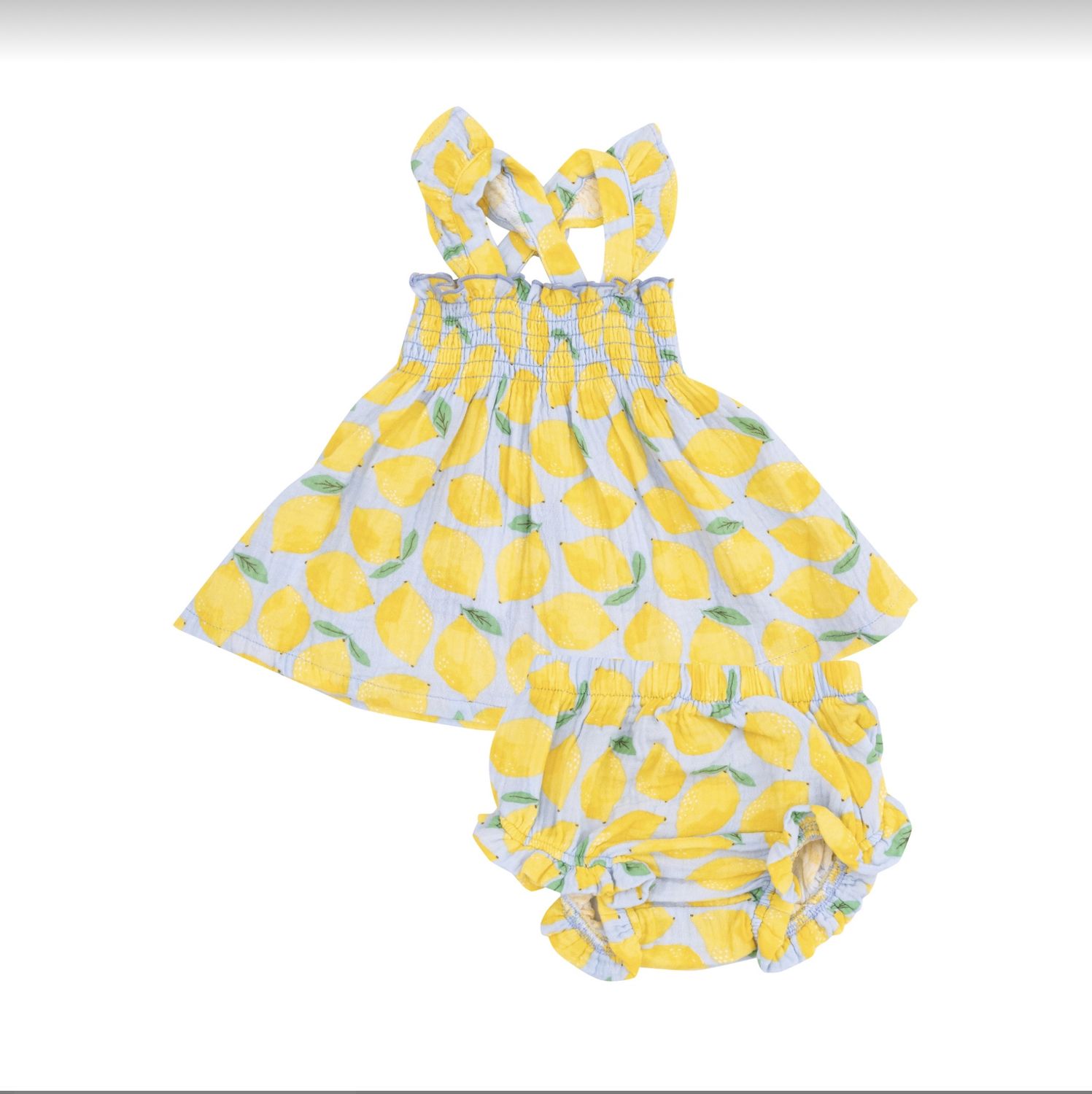 SUNNY LEMONS RUFFLE STRAP SMOCKED TOP + DIAPER COVER