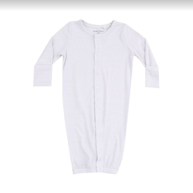 STRIPE CLASSIC GREY CONVERTIBLE GOWN- 0-3M