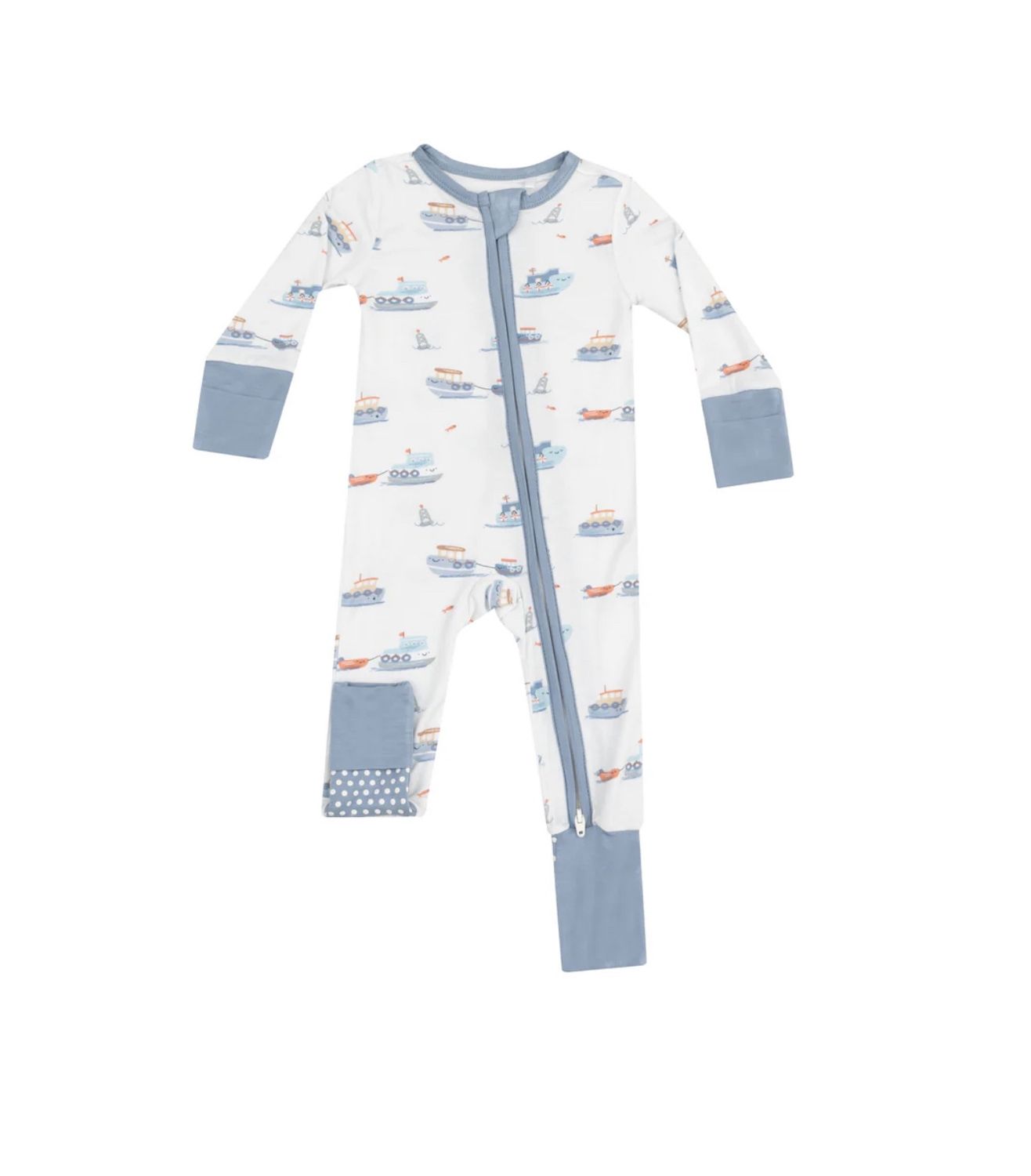BUBBLY TUGBOATS 2-WAY ZIPPER ROMPER