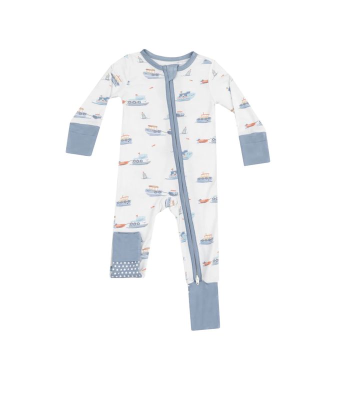 BUBBLY TUGBOATS 2-WAY ZIPPER ROMPER