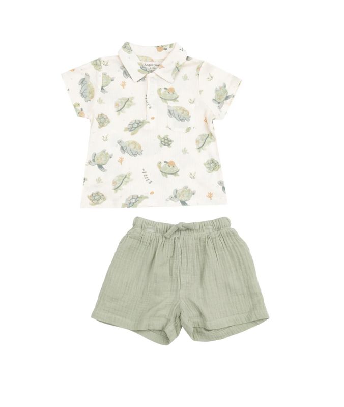 SEA TURTLES POLO SHIRT &amp; MUSLIN SHORTS