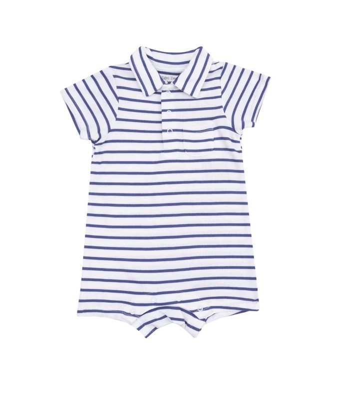 NAVY VINTAGE STRIPE POLO SHORTIE