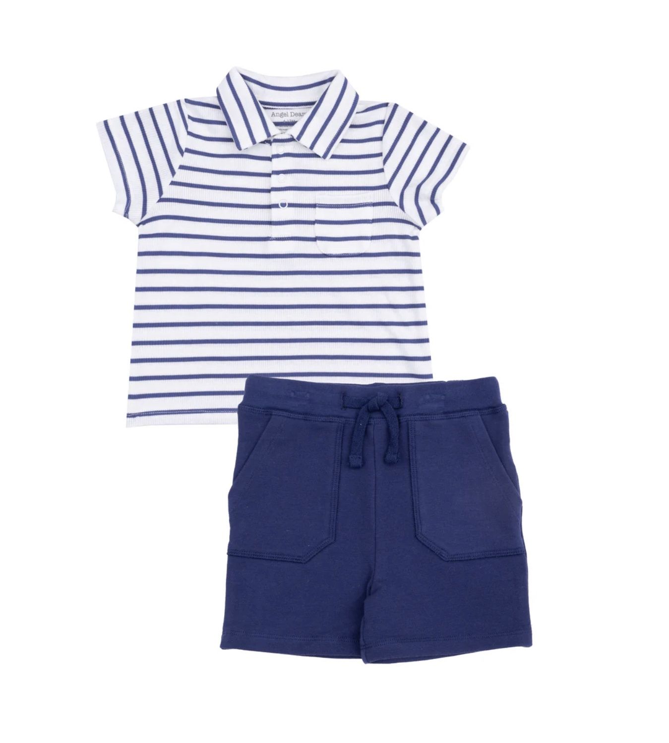 NAVY VINTAGE STRIPE RIB SHIRT &amp; FRENCH TERRY SHORT