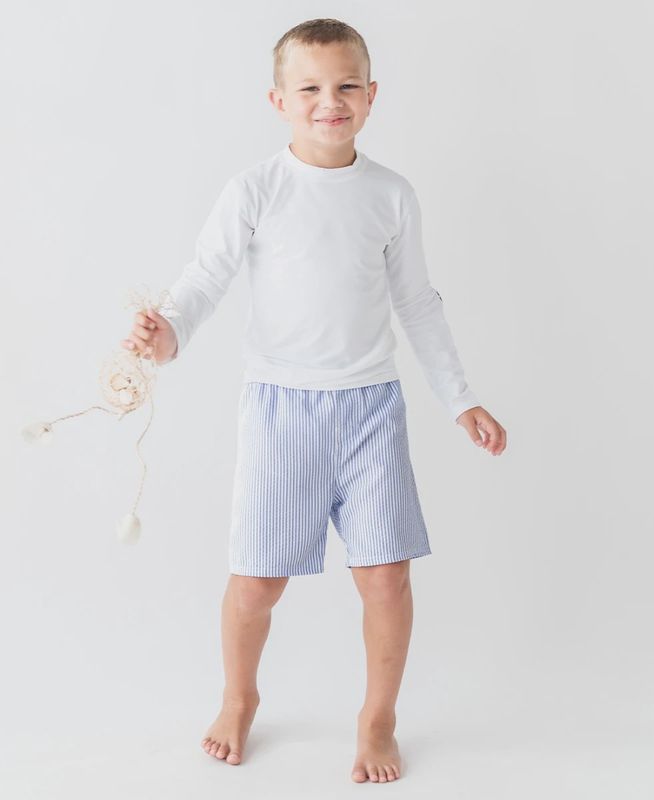 PERIWINKLE BLUE SEERSUCKER SWIM TRUNKS