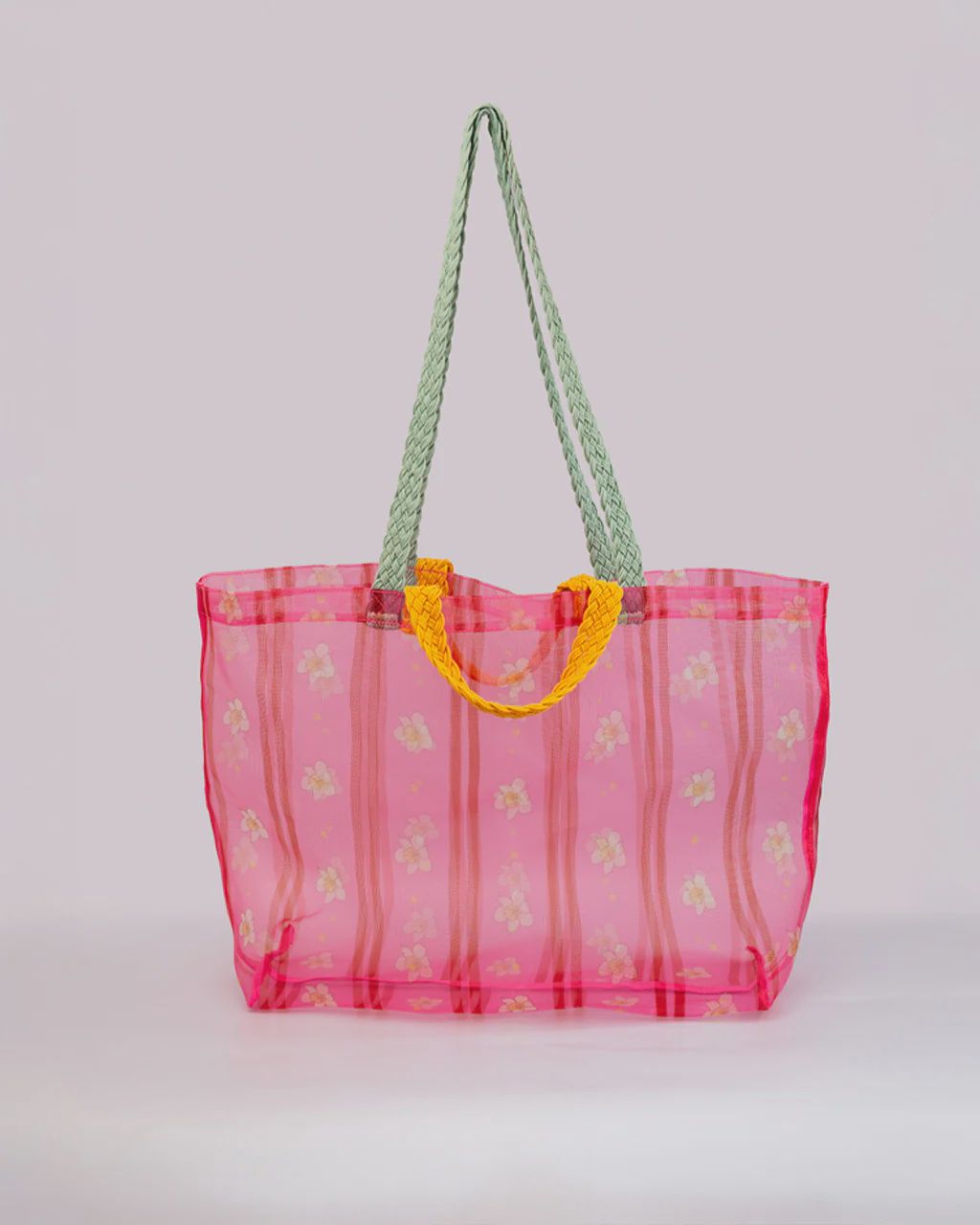 FLORAL STRIPE MESH MARKET BAG