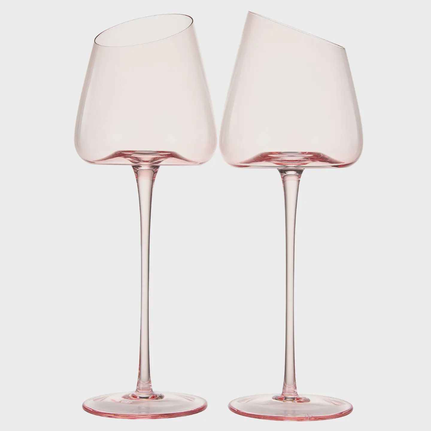 KHEN- PINK SLANTED WINE GLASSES | SET OF 2