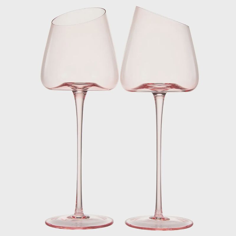 KHEN- PINK SLANTED WINE GLASSES | SET OF 2