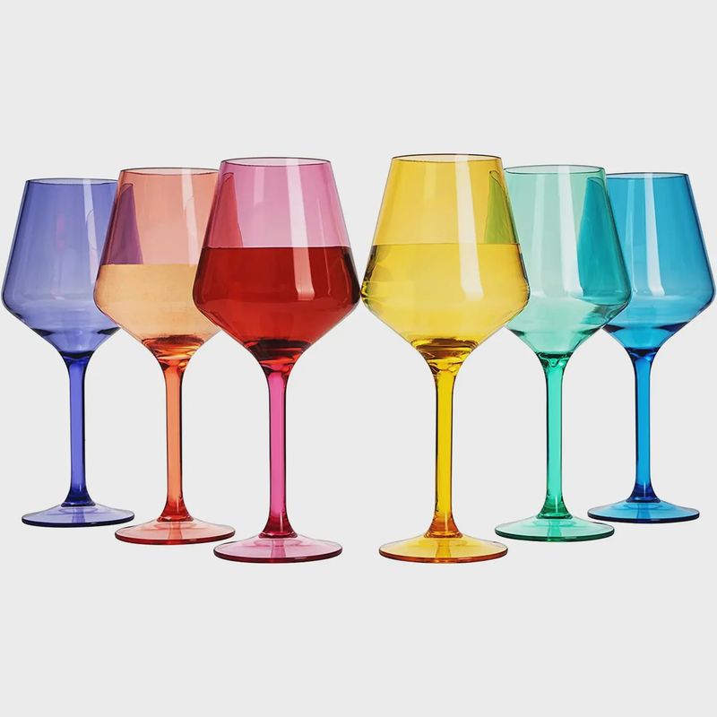 KHEN- UNBREAKABLE COLORED STEMMED WINE GLASSES | SET OF 6