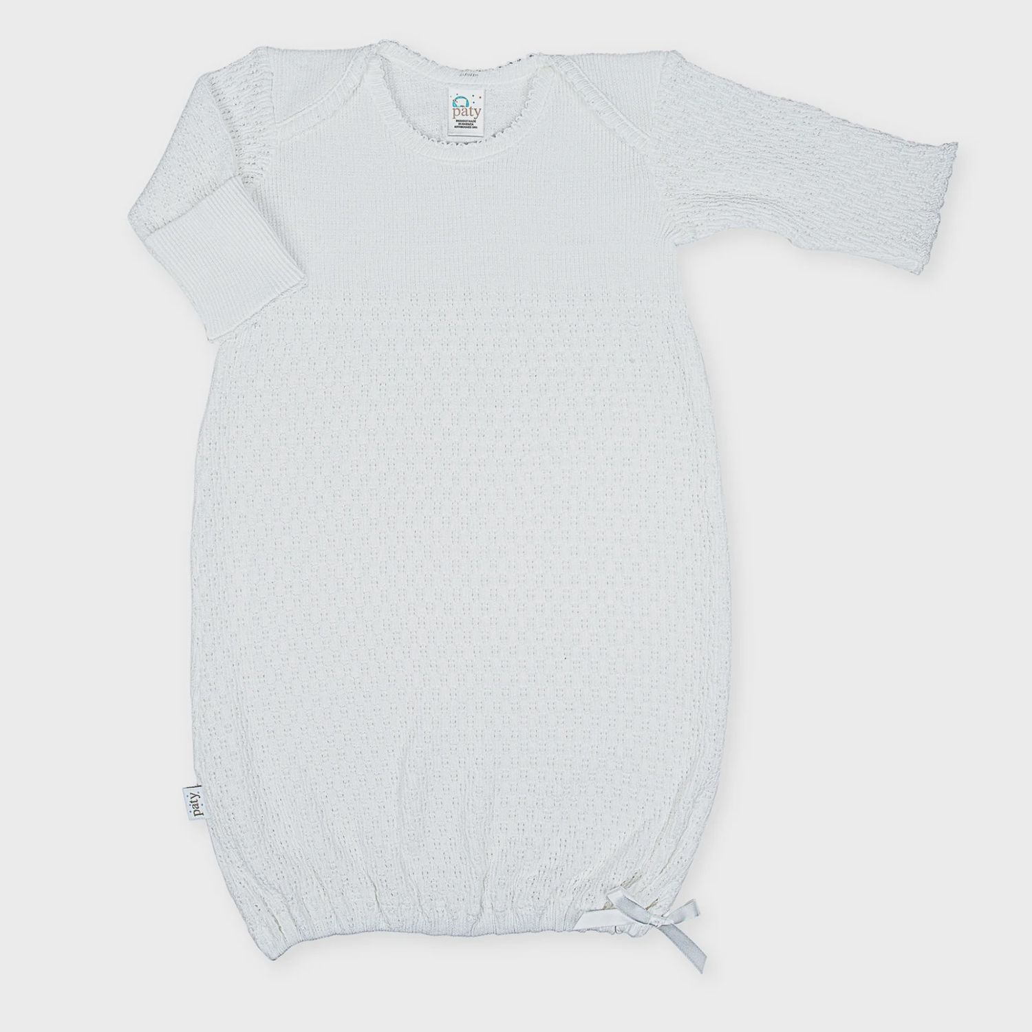 KNIT OVERLAP SHOULDER GOWN- WHITE